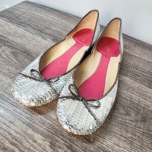 Kate Spade Silver Sequin Ballet Flats Size 7 Avant Garde Luxury Designer Comfort